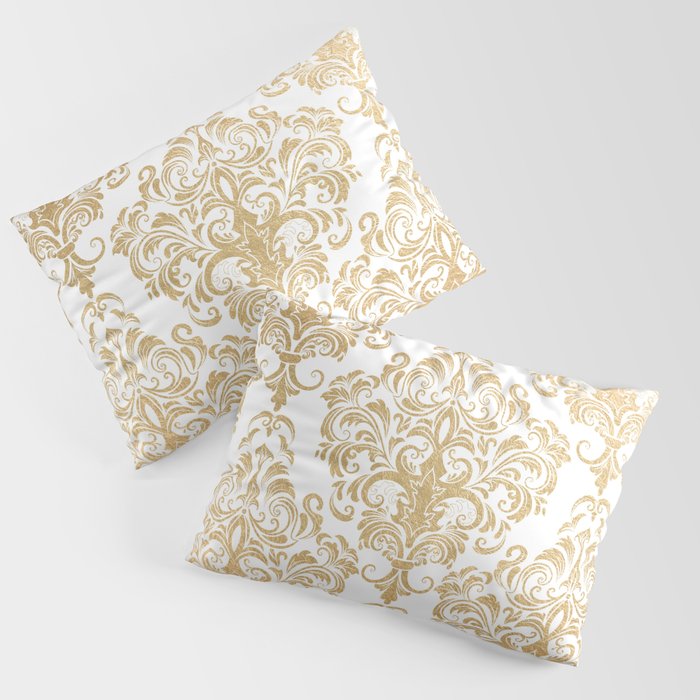 Gold foil swirls damask 15 Pillow Sham