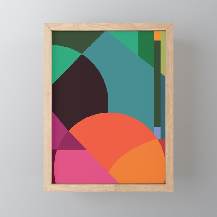 Pink Sunsets Geometric Abstract - Bybrije Framed Mini Art Print