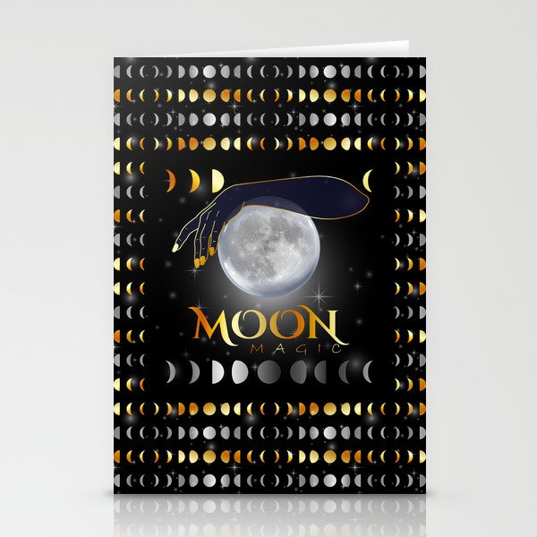 Moon and mystical womans hands on full moon Stationery Cards