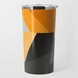 Modern Geometric Patches Green, Orange and Black Minimal Abstract Design Travel Mug