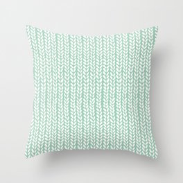 Knit Wave Mint Throw Pillow