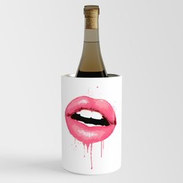 Pink Lips Art Watercolor Print Kiss Love Sexy Girl Fashion Poster Lipstick Chic Makeup Decor Wine Chiller
