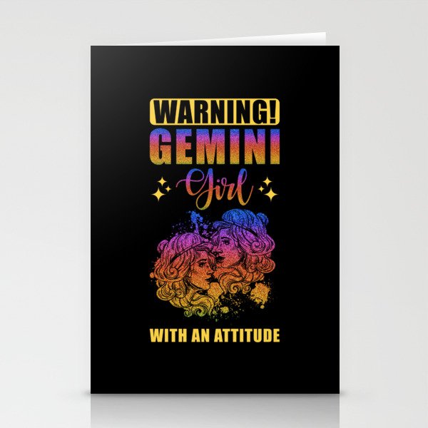 Warning Gemini Girl with Attitude Stationery Cards