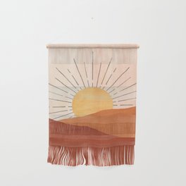 Abstract terracotta landscape, sun and desert, sunrise #1 Wall Hanging