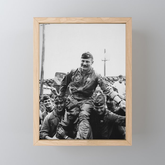 Colonel Robin Olds After Completing 100th Combat Mission - Vietnam 1967 Framed Mini Art Print