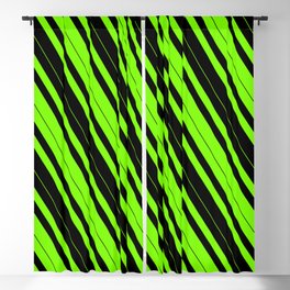 [ Thumbnail: Green & Black Colored Striped/Lined Pattern Blackout Curtain ]
