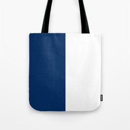 Dark Navy Blue And White Split in Vertical Halves Tote Bag