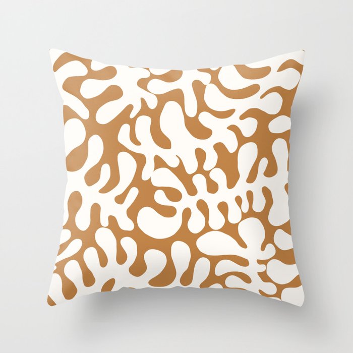 White Matisse cut outs seaweed pattern 4 Throw Pillow
