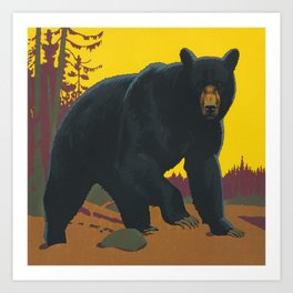 Black Bear Vintage Art Art Print