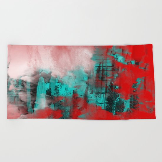 Intense Red And Blue Beach Towel