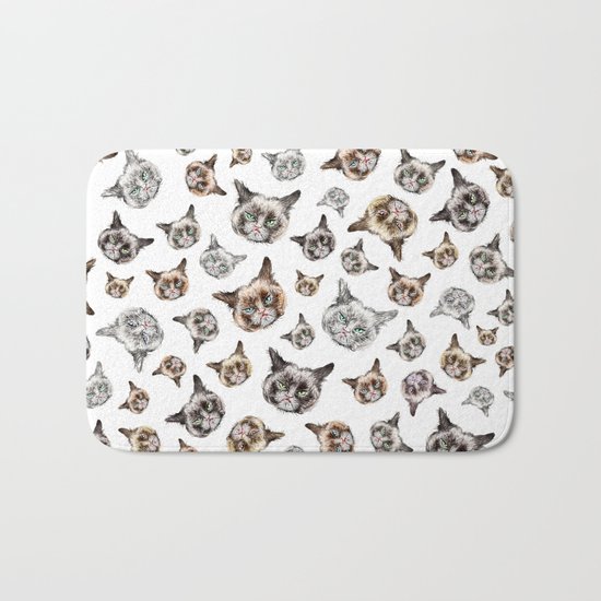 Cat Power on White Bath Mat