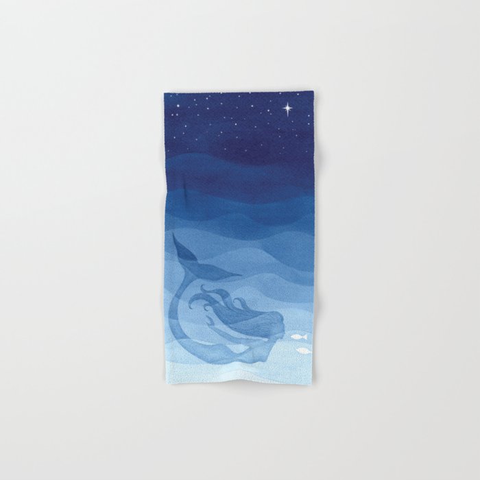 Mermaid, watercolor, blue, fish Hand & Bath Towel