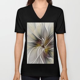 Floral Abstract, Fractal Art V Neck T Shirt