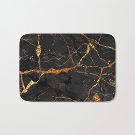 Black Malachite Marble With Gold Veins Bath Mat
