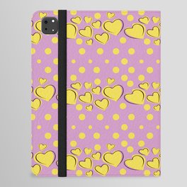 Orchid Pink And Yellow Heart Polka Dots,Pink And Yellow Heart Pattern,Pink And Yellow Polka Dot Back Ground,Pink And Yellow Abstract,Pink And Yellow Valentines Heart Pattern. iPad Folio Case