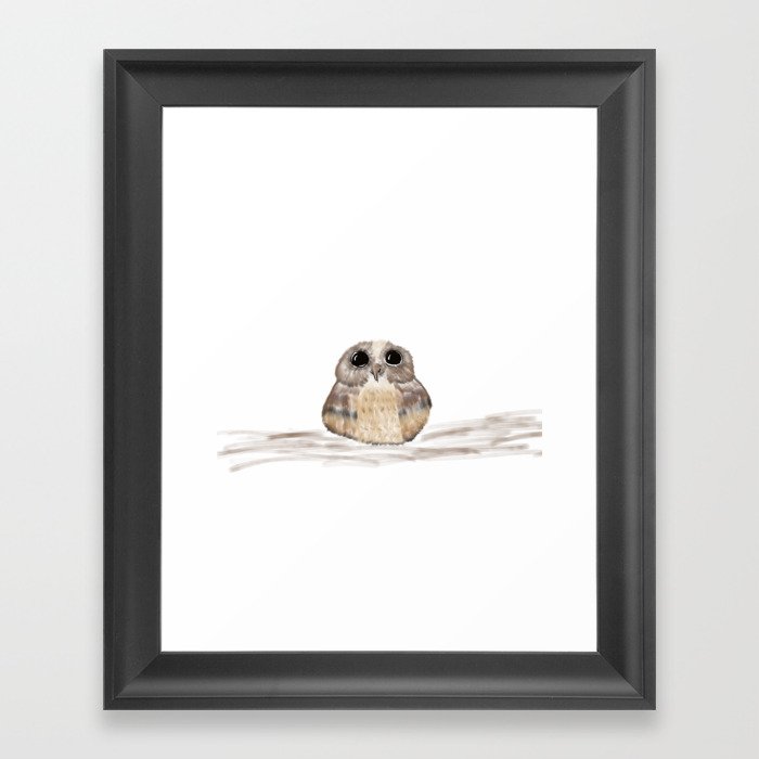 Sweet owl Framed Art Print | Drawing, Digital, Owl, Cute, Owls, Nature, Watercolor, Illustration, Gift, Trendy