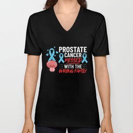 Prostate Cancer Blue Ribbon Survivor Awareness V Neck T Shirt