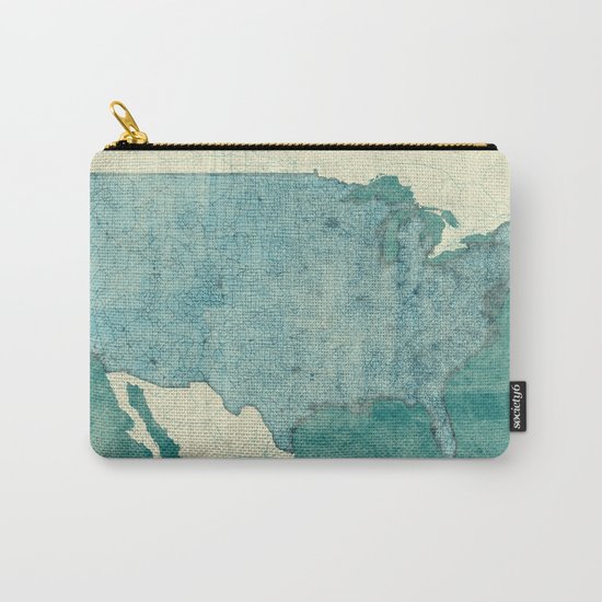 United States Of America Map Blue Vintage Carry-All Pouch