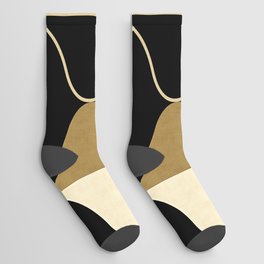 WHALE SONG Midcentury Modern Geometry Gold Ochre Socks
