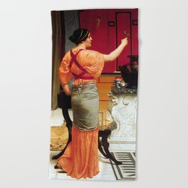 John William Godward Lesbia with Her Sparrow  Beach Towel