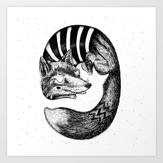 Sleepy Fox Art Print