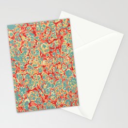 Boho colored water and bubbles pattern in red and green Stationery Card