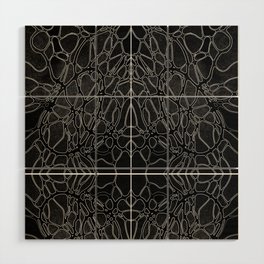 Black pattern with a circles and variety shapes by MariDani Wood Wall Art