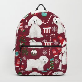 Bichon Frise Christmas dog breed pattern mittens stockings presents dog lover Backpack
