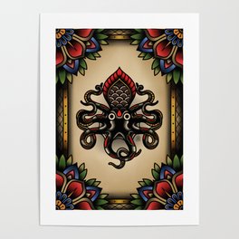 Traditional Tattoo Octopus  Poster