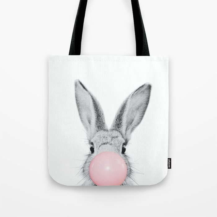 Rabbit Gum Print, Nursery Wall Art, Rabbit Poster, Bubblegum Art Tote Bag