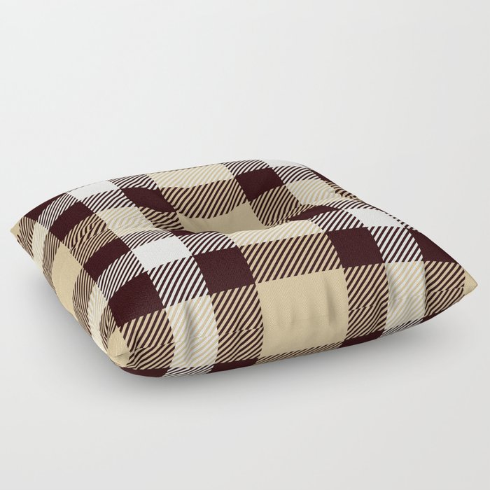 Brown and Black Square Pattern Floor Pillow