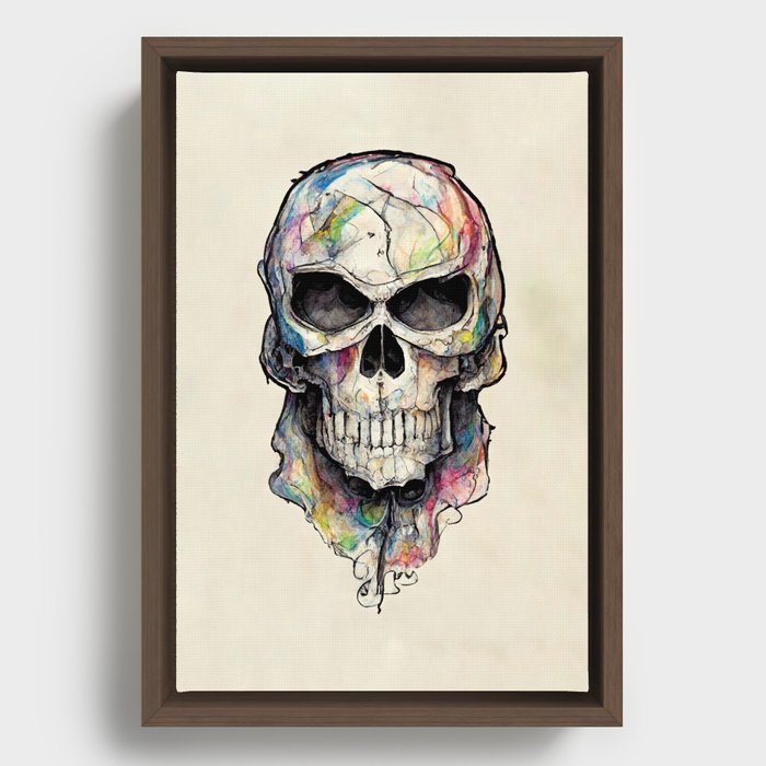 Watercolor skull - Painter's Paradise Framed Canvas