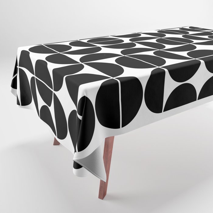 Mid Century Modern Geometric 04 Black Tablecloth