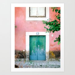 Colorful door in Lisbon Portugal | Fine art travel photography print Art Print