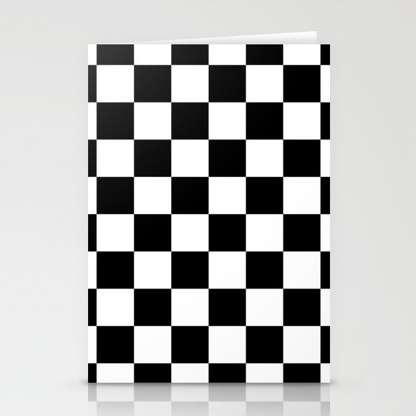Black & White Checker Checkerboard Checkers Stationery Cards