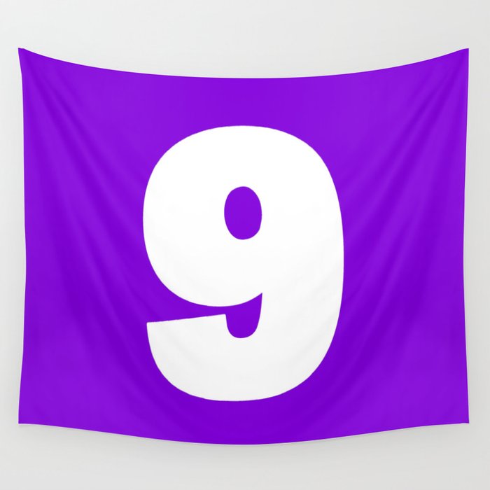 9 (White & Violet Number) Wall Tapestry
