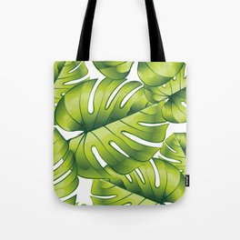 Palm leaves green pattern tropical art decoration Tote Bag