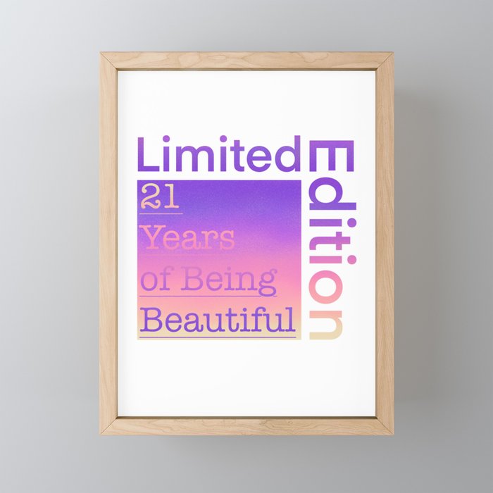 21 Year Old Gift Gradient Limited Edition 21th Retro Birthday Framed Mini Art Print