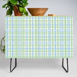 Spring Plaid Pattern in Light Green, Baby Blue, and Cream Credenza
