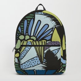 Black Cat in Blue Garden Backpack