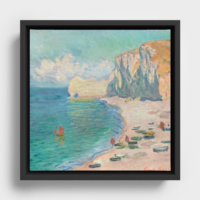 Claude Monet beach Framed Canvas