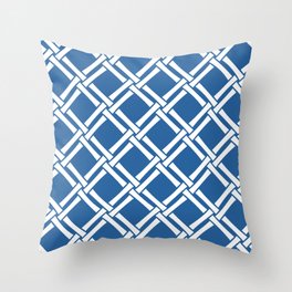 Classic Bamboo Trellis Pattern 234 Blue Throw Pillow