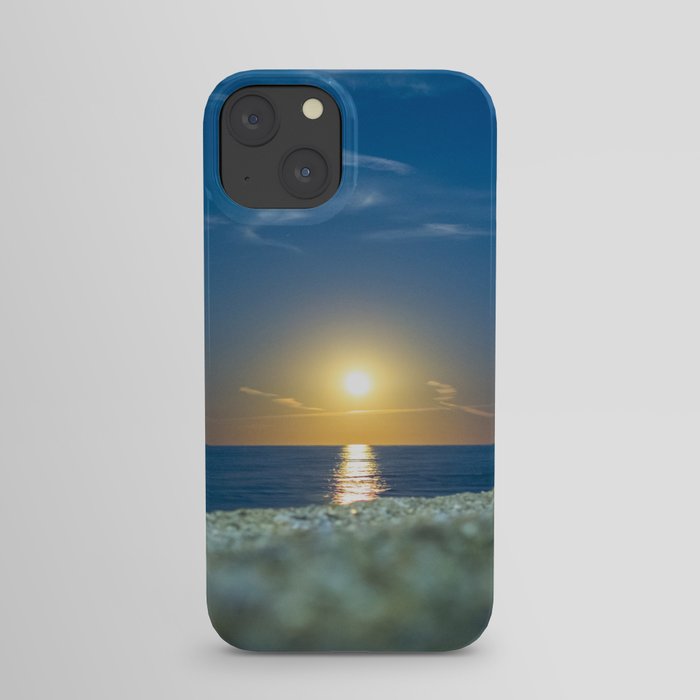 Watch Hill, Rhode Island twilight ocean sunset beach against mirrored blue waves color photograph / photography iPhone Case