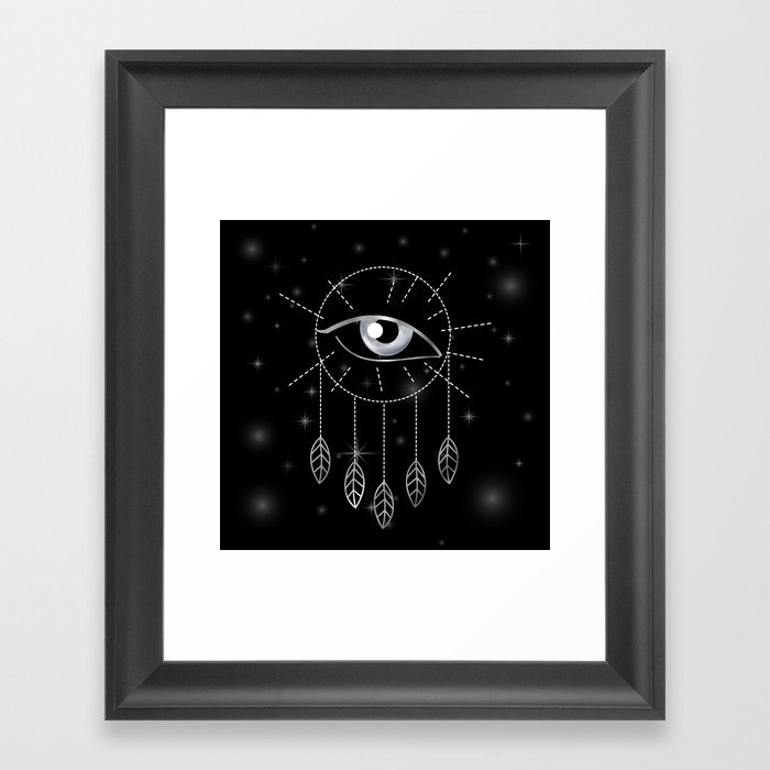 Evil eye dreamcatcher protection talisman silver Framed Art Print