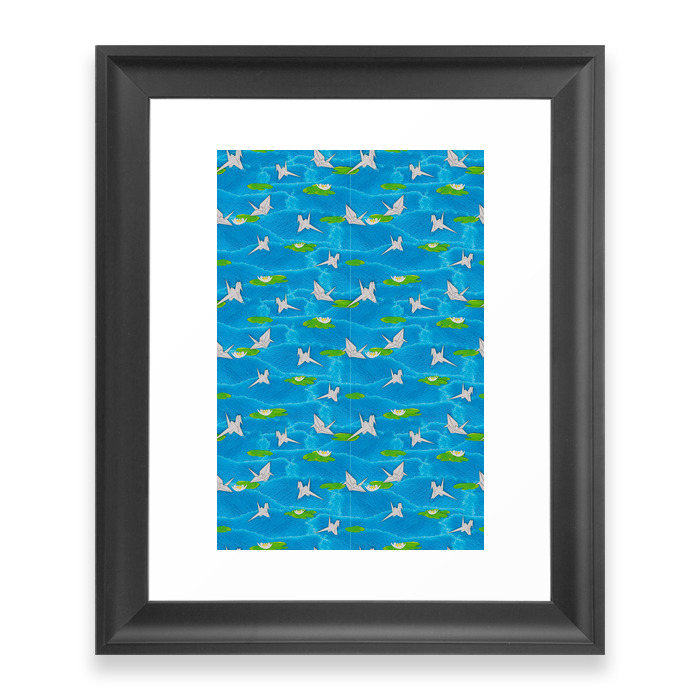 Paper Cranes In A Pond Origami Framed Art Print by b0rwear