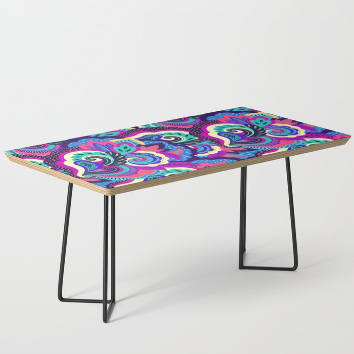 Cool Palette Neon Abstract Tropical Jungle Print Coffee Table