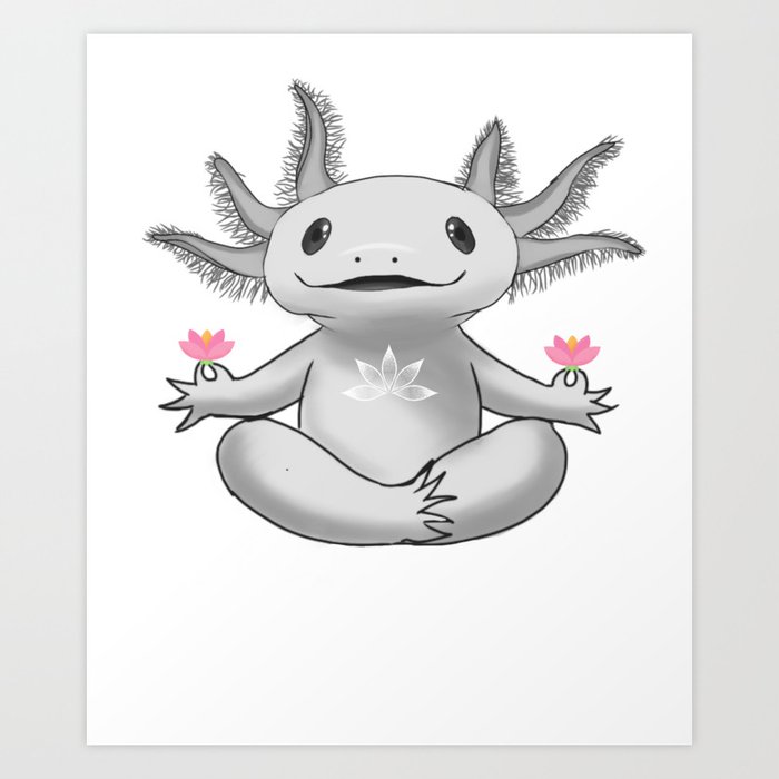 Axolotl cute Axolotl in yoga time  Art Print