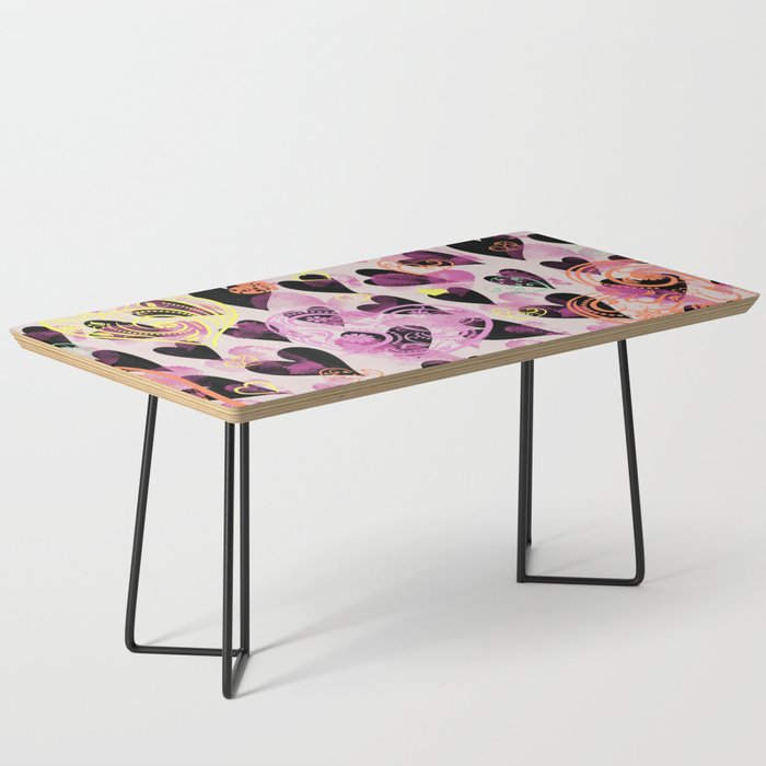 Colorful Heart Doodled Valentines Day Anniversary Pattern Coffee Table