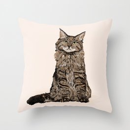 Maine Coon sitting cat portrait cute cat lady gift idea for cat owner cat lover animal pet friendly  Throw Pillow | Children, Animal, Love, Illustration 