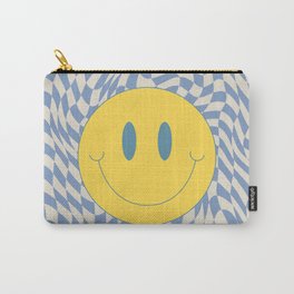 Smiley baby blue warp checked Carry-All Pouch